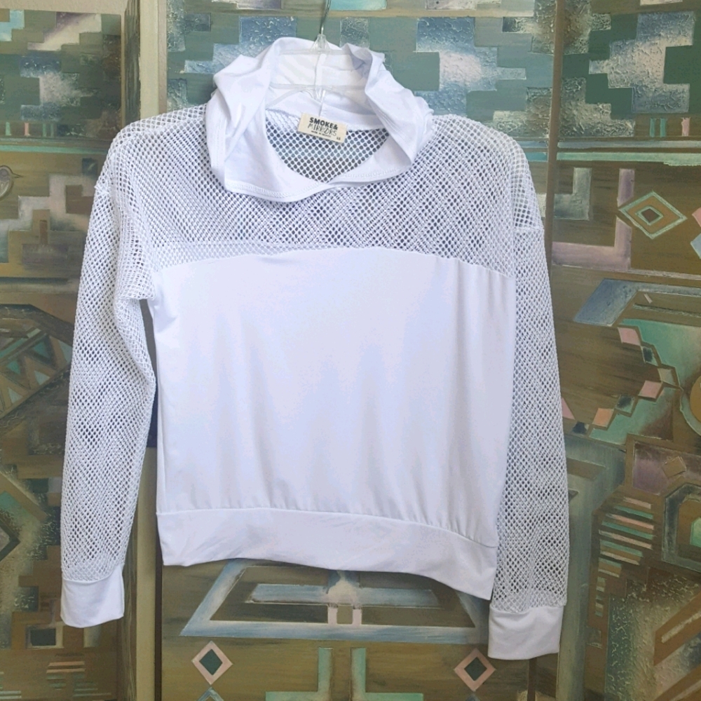 2/$10🌴Smoke & Mirrors white mesh hoodie